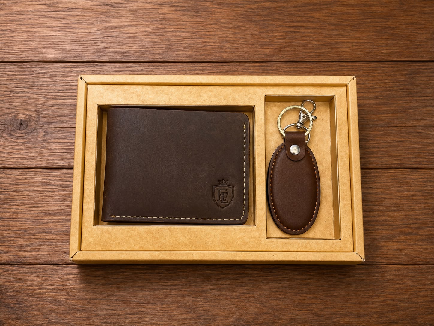 Premium Leather Wallet & Key Chain Set